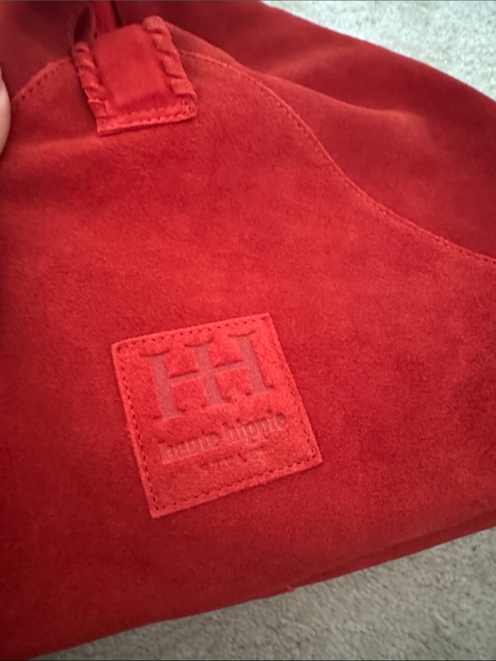 Haute Hippie Red Suede Handbag with Braided Strap - Picture 4 of 7